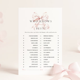 Papier Jeux d'activité de Baby shower Pink Bow