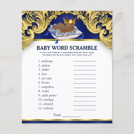 Papier Jeux de Baby shower afro-américains (Devant)