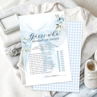 Papier Jeux de baby shower avec un nœud bleu pour maman o