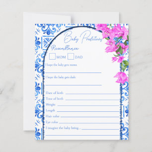 Papier Jeux de baby shower bébé prédictions carreaux bleu