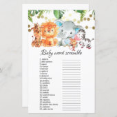 Papier Jeux de Baby shower Bébé Word Scramble (Devant / Derrière)