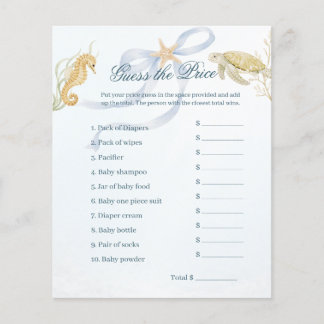 Papier Jeux de Baby Shower : Bientôt à la Mer, Devinez le