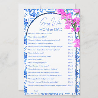 Papier Jeux de baby shower Blue Tiles devine qui est mama