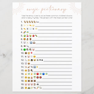 Papier Jeux de Baby Shower Boho Sun Emoji Books