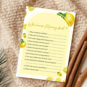 Papier Jeux de Baby Shower Citron Citrus - Qui Connaît le