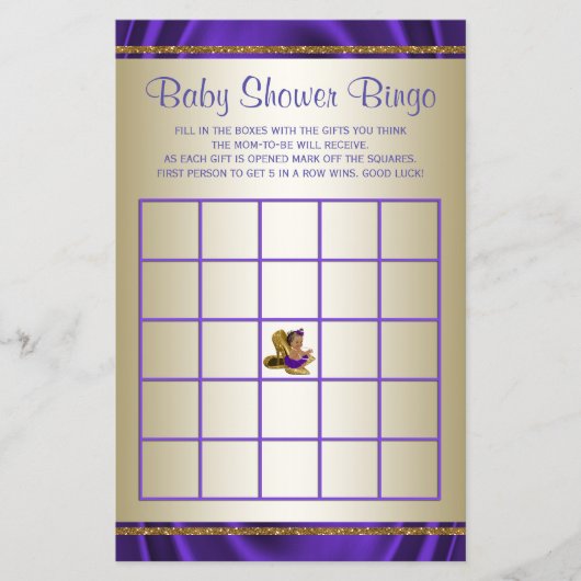 Papier Jeux de Baby shower de filles de Baby shower viole (Devant)