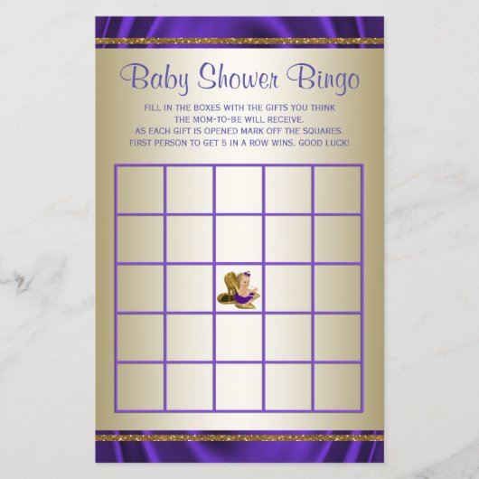 Papier Jeux de Baby shower de filles de Baby shower viole (Devant)