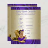 Papier Jeux de Baby shower de filles ethniques violet et  (Devant / Derrière)