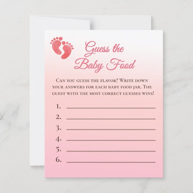 Papier Jeux de Baby Shower : Devinez la Nourriture Bébé a (Devant)