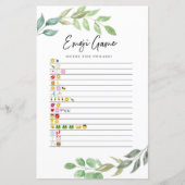 Papier Jeux de Baby Shower Devinez le jeu Emoji Greenery (Devant)
