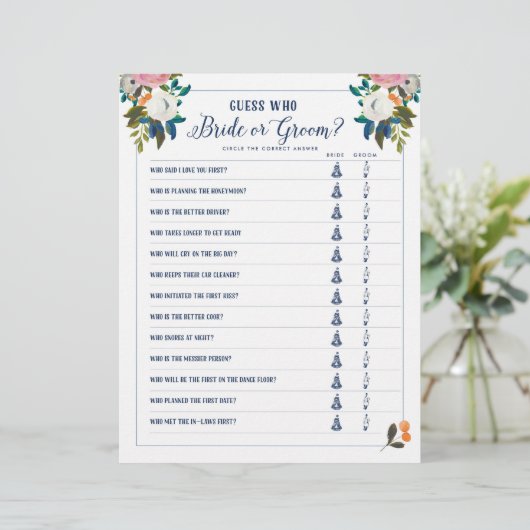 Papier Jeux de Baby Shower Devinez qui est la mariée ou l (Debout devant)