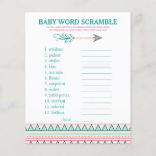 Papier Jeux de baby shower Filles Flèche Tribale