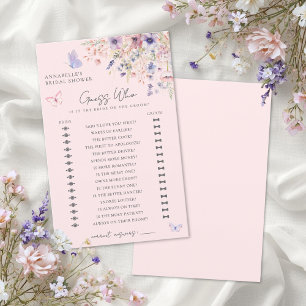 Papier Jeux de Baby Shower Fleurs Papillon Guess Who