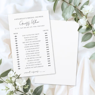 Papier Jeux de Baby Shower Minimaliste Devinez Qui