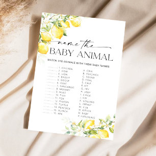 Papier Jeux de Baby Shower : Nommez le bébé animal Citron