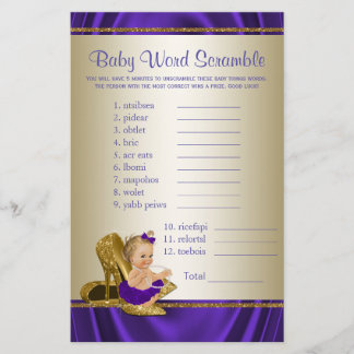 Papier Jeux de Baby shower pour filles violet et or