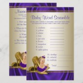 Papier Jeux de Baby shower pour filles violet et or (Devant / Derrière)