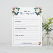 Papier Jeux de Baby Shower Que a dit le marié (Debout devant)