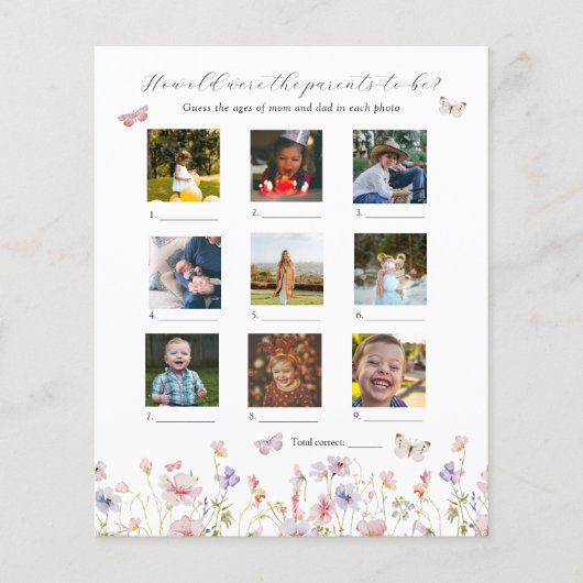 Papier Jeux de Baby Shower : Quel âge avaient-ils ? (Devant)