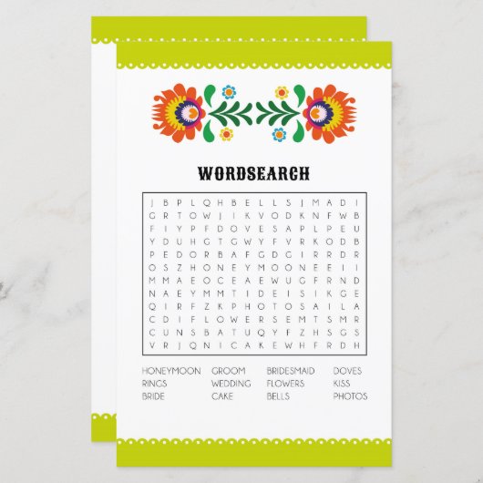 Papier Jeux de Baby Shower Recherche de Mots Fiesta (Devant / Derrière)