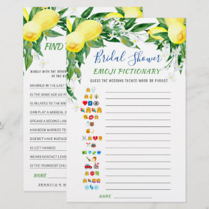 Papier Jeux de Baby Shower Recto-Verso Fleurs de Citron