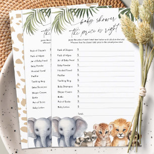 Papier Jeux de Baby Shower Safari garçon Prix est juste