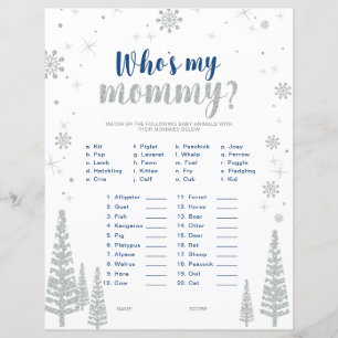 Papier Jeux de Baby Shower Silver & Blue Winter Wonderlan