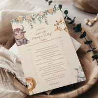 Jeux de Baby Shower sur les Animaux de Safari