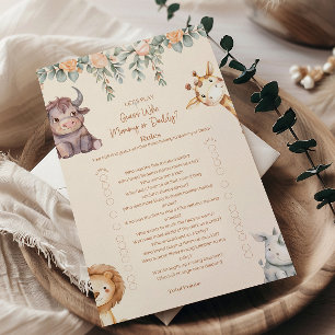 Papier Jeux de Baby Shower sur les Animaux de Safari