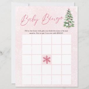 Papier Jeux de Bébé de Noël aux Rubans Roses Bingo Bébé S
