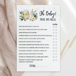 Papier Jeux de bébé Greenery Baby Is Brewing True Or Fals