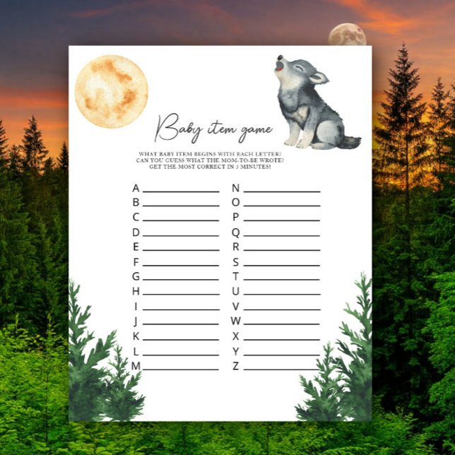 Papier Jeux de bébé pour la douche de bébé Loup (Créateur téléchargé)