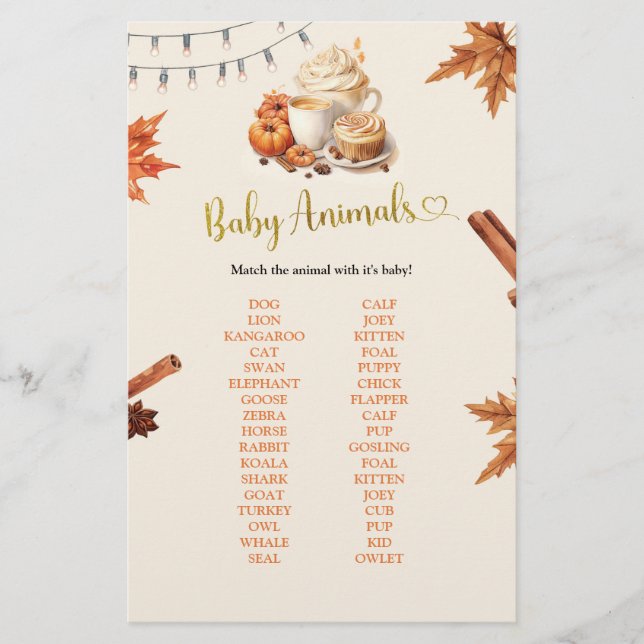 Papier Jeux de bébés animaux de citrouille d'automne (Devant)