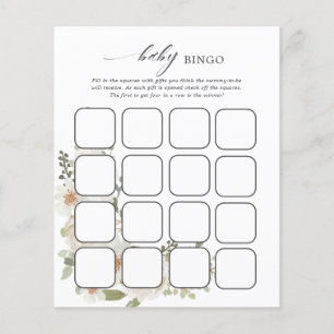Papier Jeux de Bingo de Baby shower floral ivoire