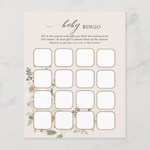 Papier Jeux de Bingo de Baby shower floral ivoire