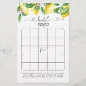 Papier Jeux de bingo de douche nuptiale au citron d'aquar (Devant)