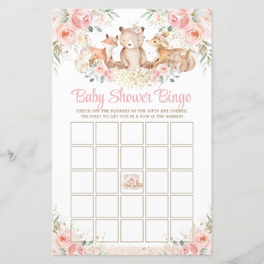 Papier Jeux de bingo pour baby shower avec des animaux de (Devant)