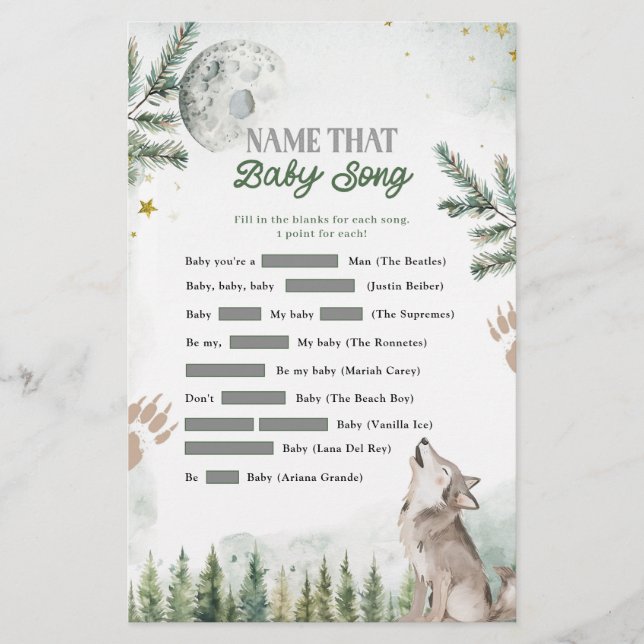 Papier Jeux de chansons pour bébé Loup de la forêt (Devant)