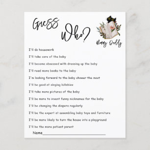 Papier Jeux de devinette de Baby Shower : joli chat noir 