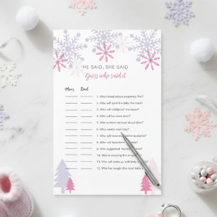 Papier Jeux de devinette de Baby Shower sur les flocons d