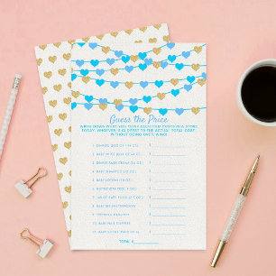 Papier Jeux de devinette de prix de Baby Shower coeurs su