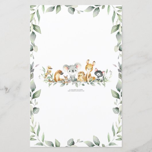 Papier Jeux de devinette d'invité de verdure d'animaux au (Dos)