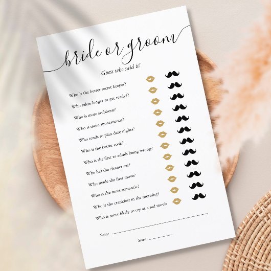 Papier Jeux de devinette du marié pour la mariée