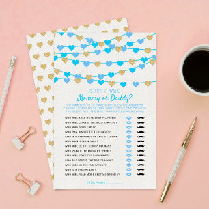 Papier Jeux de devinette pour Baby Shower "Cœurs Amour Su