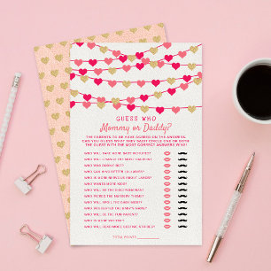 Papier Jeux de devinette pour Baby Shower Hanging Love He