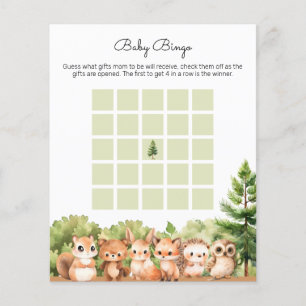 Papier Jeux de fête de Bingo pour Baby Shower en forêt