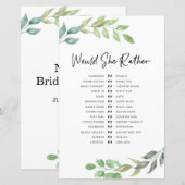 Papier Jeux de Fête de Mariage Préférerait-Elle Feuillage (Devant / Derrière)