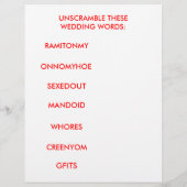 Papier Jeux de Fête des mariées (Dos)