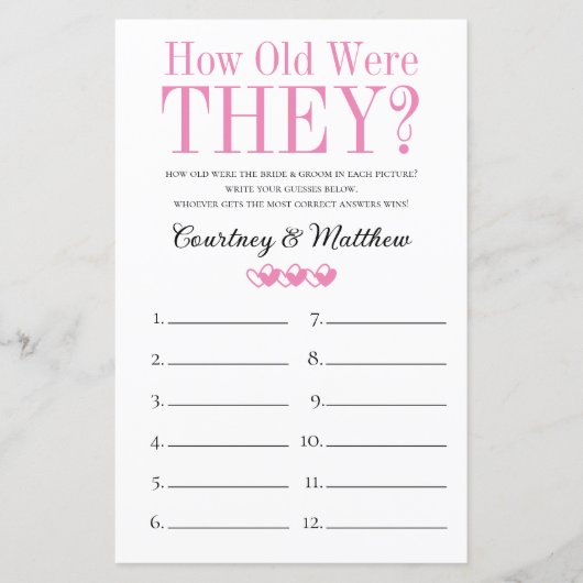 Papier Jeux de Fête des mariées 2 en 1 (Devant)