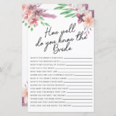 Papier Jeux De Fête des mariées À Quel Point Connaissez-V (Devant / Derrière)